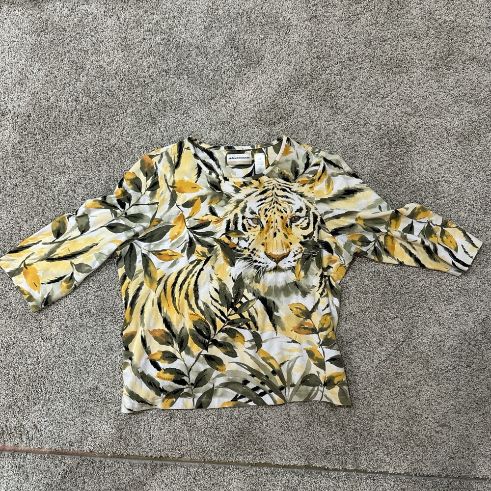 Alfred Dunner Yellow and Black Tiger Print Blouse